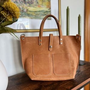 Small Caramel Brown Leather Satchel